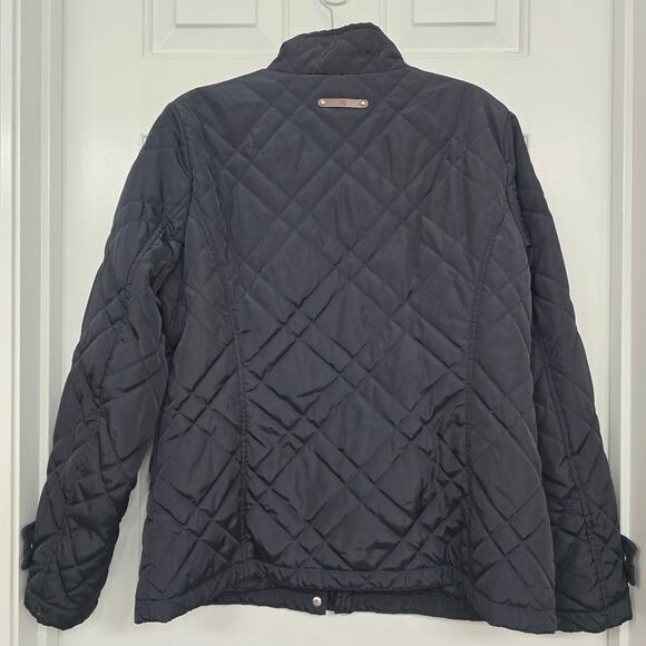 Lauren Ralph Lauren Black Quilted Jacket Size M Snap Button Equestrian Timeless - Picture 5 of 13
